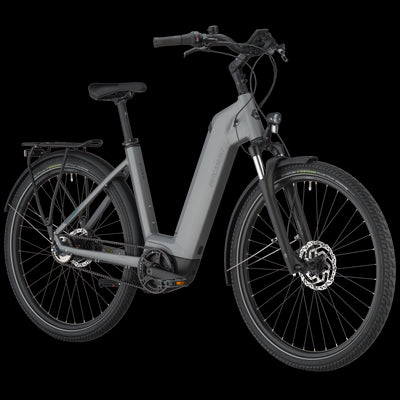 Bergamont E-Horizon Tour 30 Belt Wave Electric Hybrid Bike In Titanium Silver-image-3