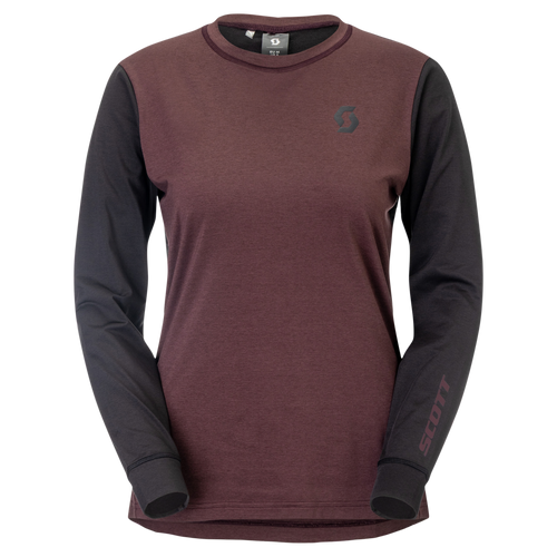 SCOTT Vertic Pro Mid Long-sleeve Women's Tee in Cocoa Red/Black, main view