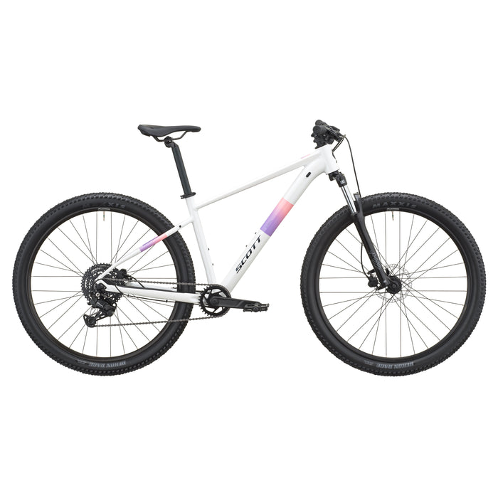 SCOTT Contrail 40 Hardtail Mountain Bike in White/Pink, side view