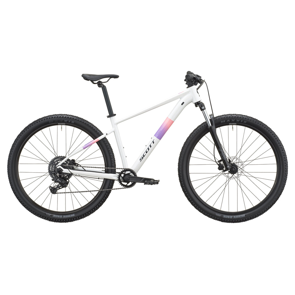 SCOTT Contrail 40 Hardtail Mountain Bike in White/Pink, side view