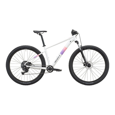 SCOTT Contrail 40 Hardtail Mountain Bike in White/Pink, side view