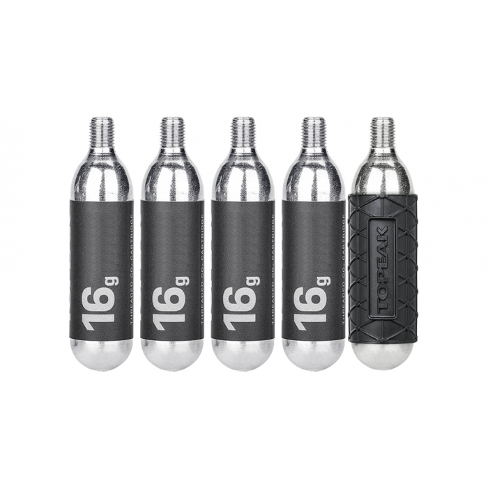 Topeak CO2 Cartridges With Sleeve - 16g in Black/Silver
