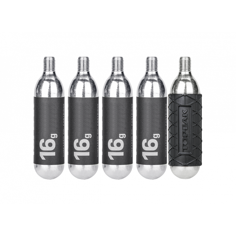 Topeak CO2 Cartridges With Sleeve - 16g in Black/Silver