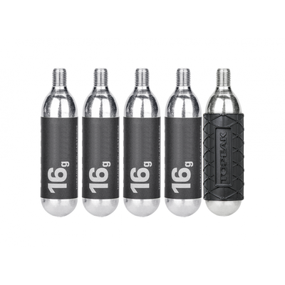 Topeak CO2 Cartridges With Sleeve - 16g in Black/Silver