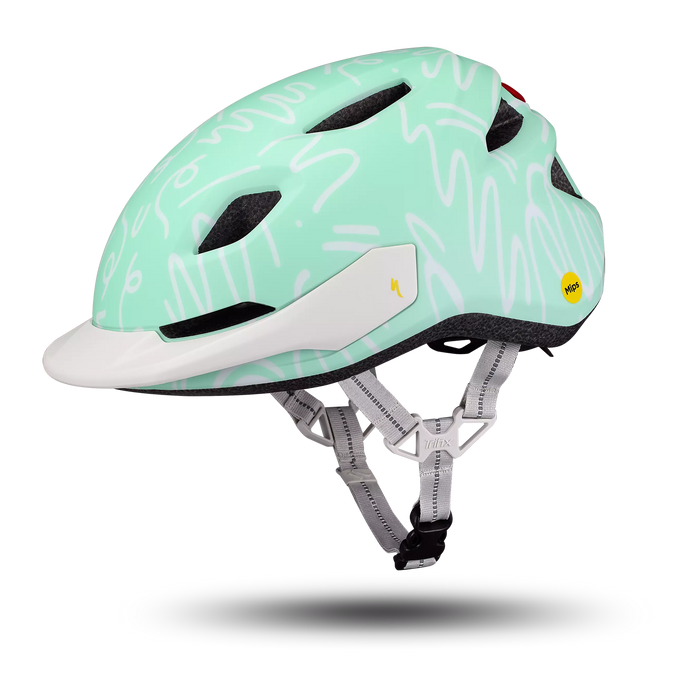 Specialized Shuffle 2 LED MIPS Kids Mountain Bike Helmet in Dune White Graphic child