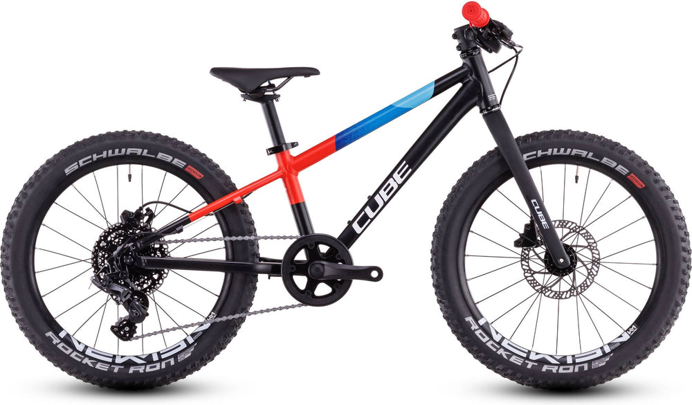 2026 Cube Cube Reaction 200 Pro Kids Bike In Black And Blue And Red