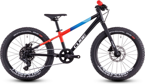 2026 Cube Cube Reaction 200 Pro Kids Bike In Black And Blue And Red