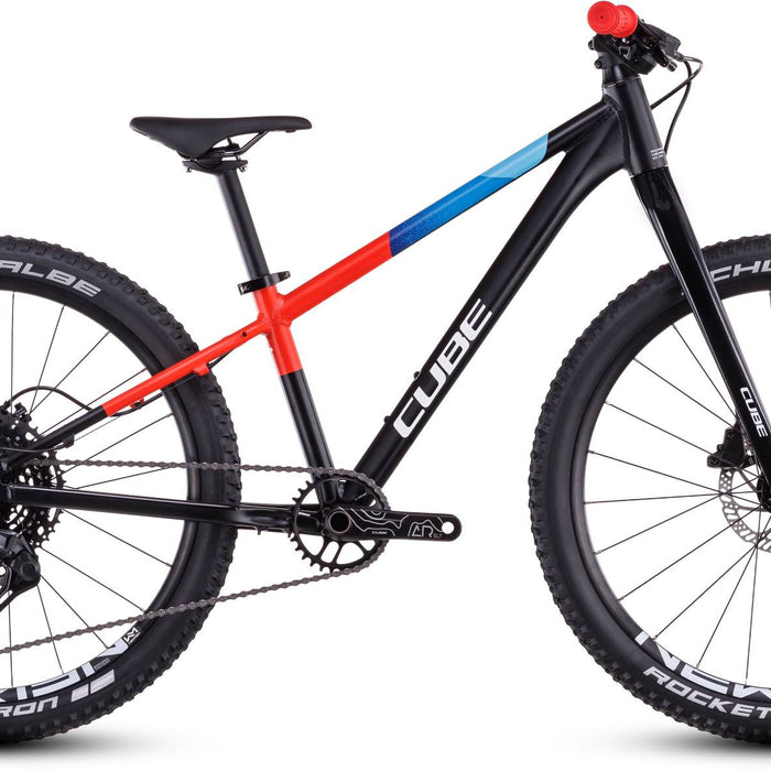 2026 Cube Cube Reaction 240 Pro Kids Bike In Black And Blue And Red