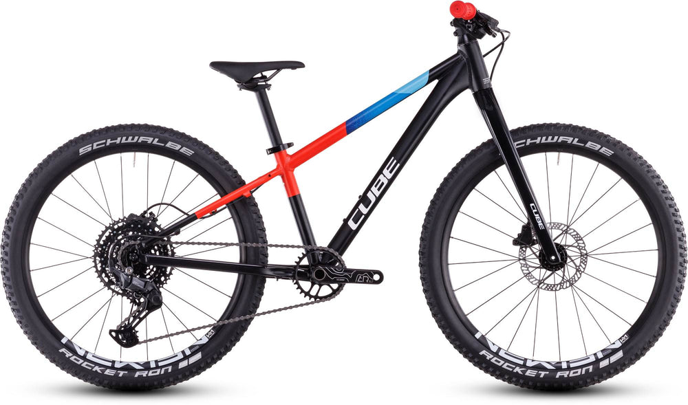 2026 Cube Cube Reaction 240 Pro Kids Bike In Black And Blue And Red