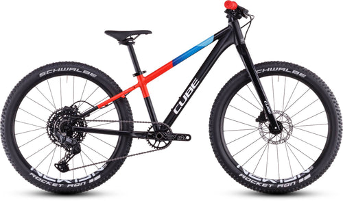 2026 Cube Cube Reaction 240 Pro Kids Bike In Black And Blue And Red