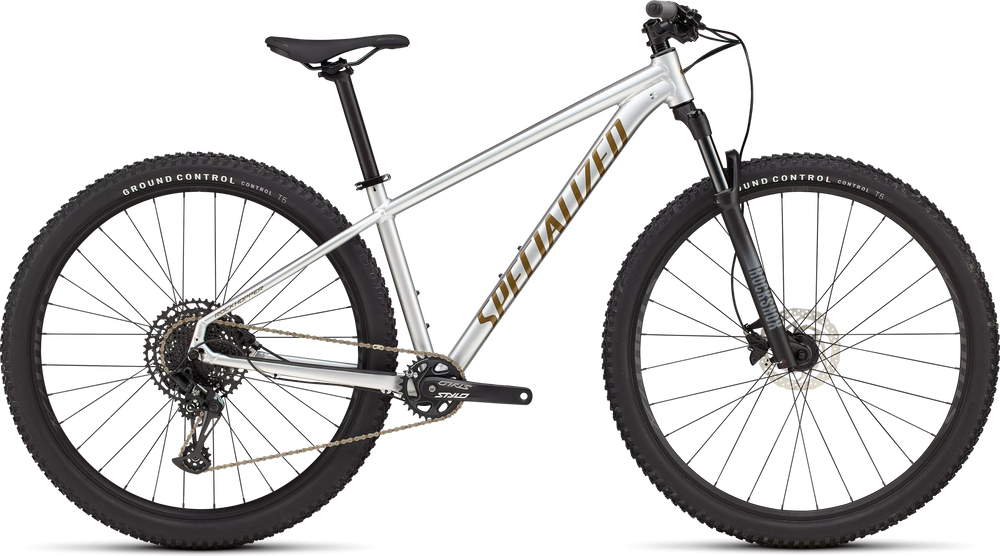 2025 Rockhopper Expert Hardtail Mountain Bike in Gloss Silver & Burnt Gold
