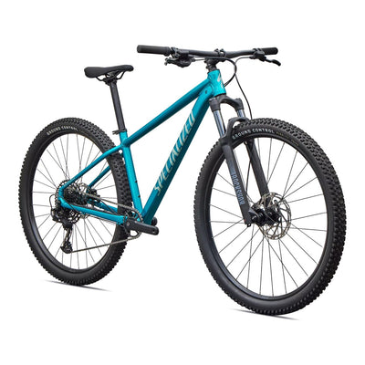 Front three-quarter view, Rockhopper Comp in Gloss Teal Tint / Agave Grey