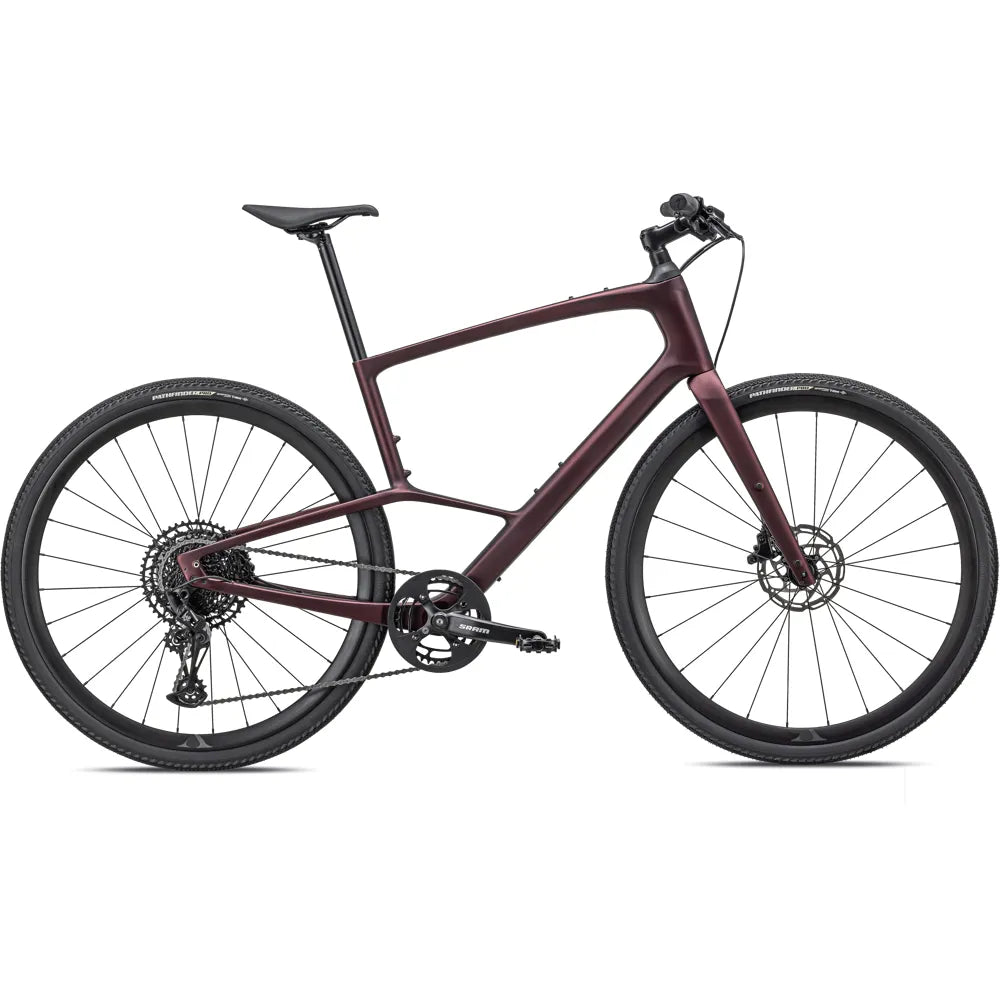 2023 Specialized Sirrus X 5.0 Carbon Hybrid Bike in Satin Red Tint