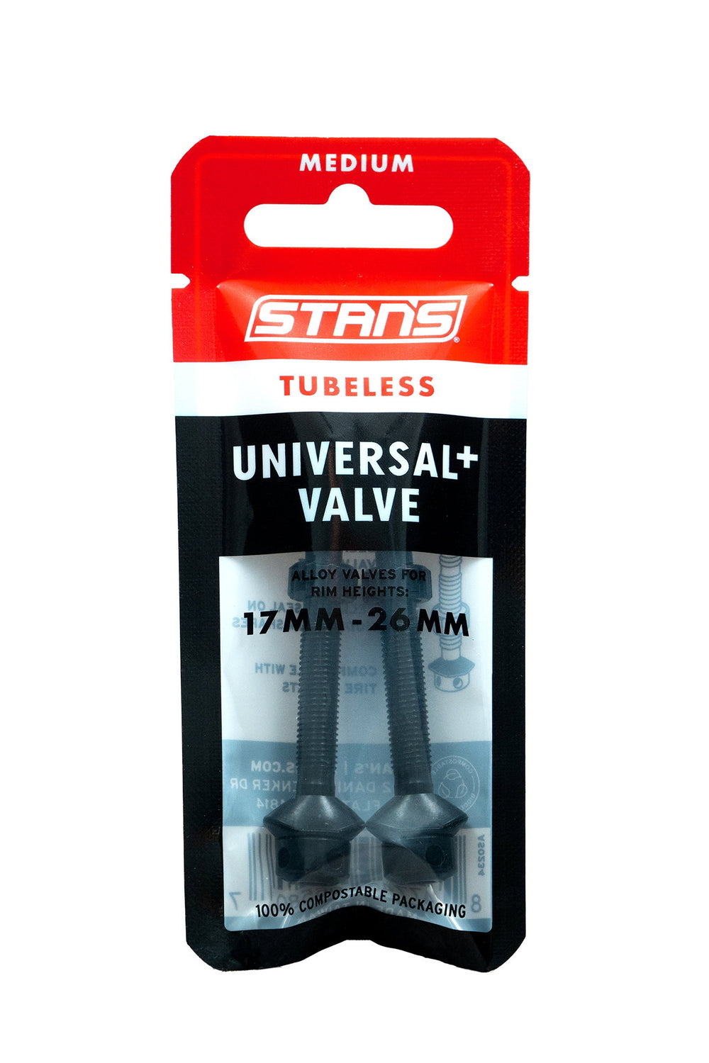 Stans - Tubeless Universal+ Valves Pair - Medium - Black