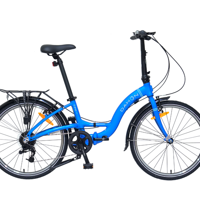 Dahon Briza D8 folding bike in Ocean Blue, side view