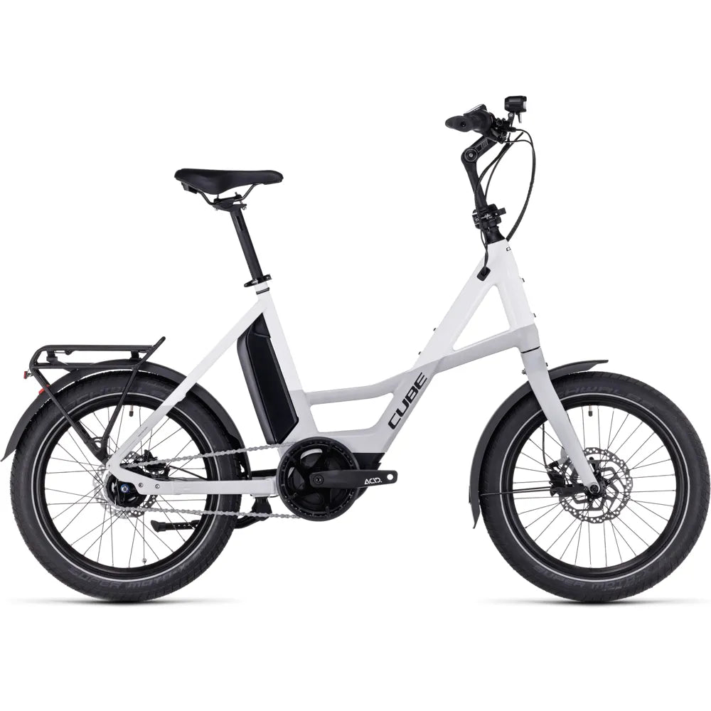 2023 Cube Compact Hybrid 500 Electric Hybrid Bike in Grey and White