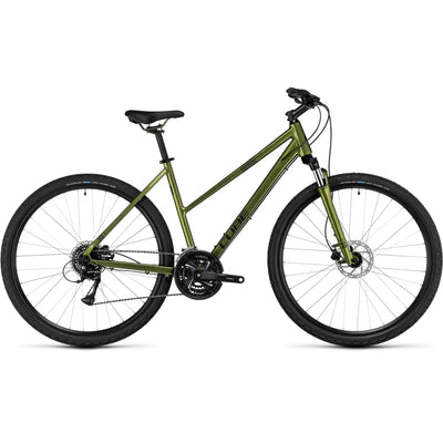 2023 Cube Nature Trekking Trapeze Hybrid Bike in Shiny Moss