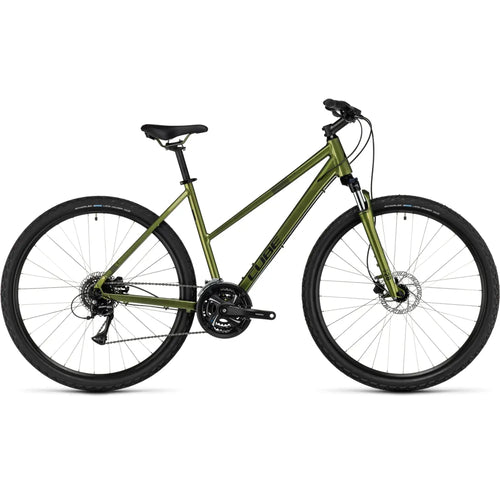 2023 Cube Nature Trekking Trapeze Hybrid Bike in Shiny Moss