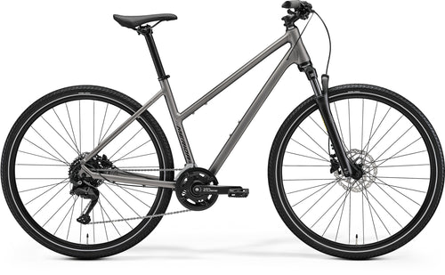 2027 Merida Crossway 100 Womens Hybrid Bike In Silk Warm Slate Grey
