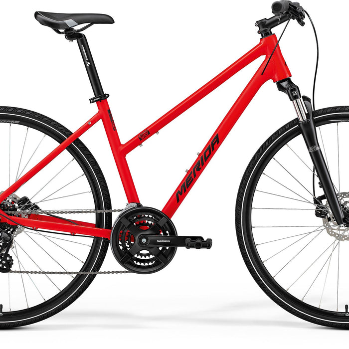 2025 Merida Crossway 10 Womens Hybrid Bike in Red
