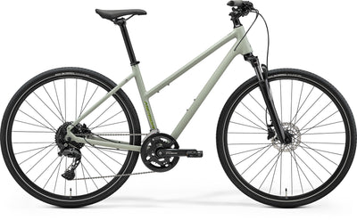 2026 Merida Crossway 300 Womens Hybrid Bike in Matt Early Moss Grey