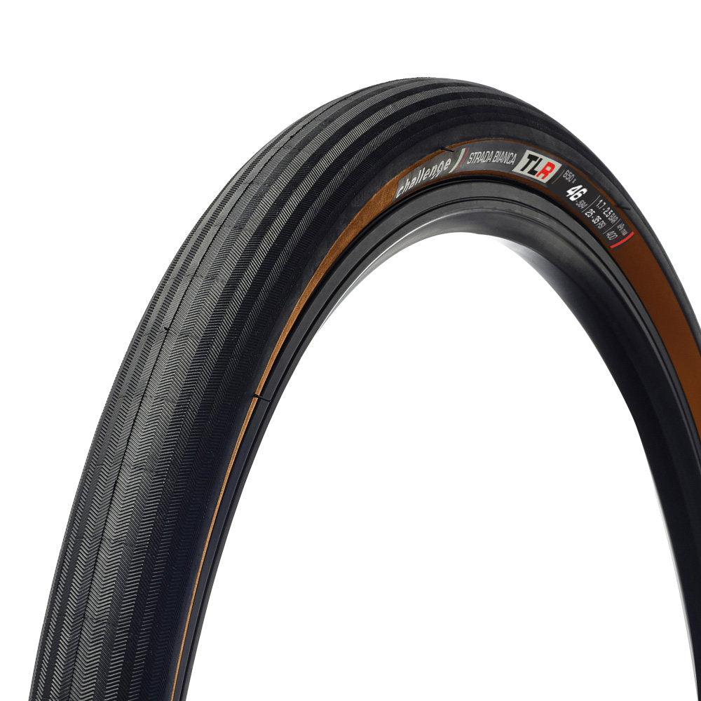 Challenge Strada Bianca Vulcanised Tubeless Ready Gravel All Road Tyre in Tan
