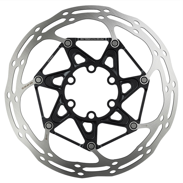 SRAM Rotor Centerline 2 Piece (Includes Steel Rotor Bolts) Rounded - 6 bolt: BLACK 180MM