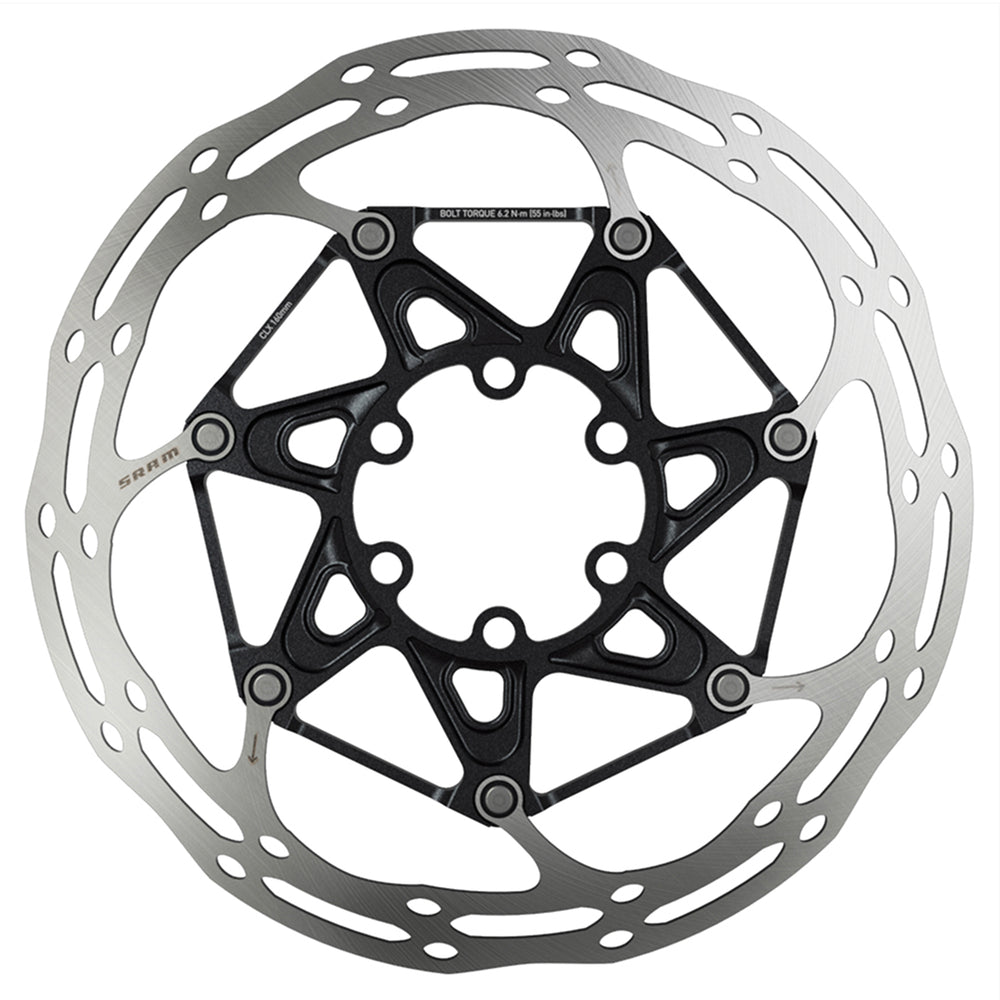 SRAM Rotor Centerline 2 Piece (Includes Steel Rotor Bolts) Rounded - 6 bolt: BLACK 180MM