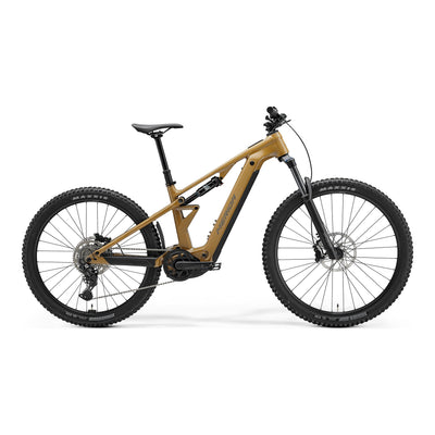 2026 Merida Etmo 400 Electric Full Suspension Mountain Bike In River Clay, side view
