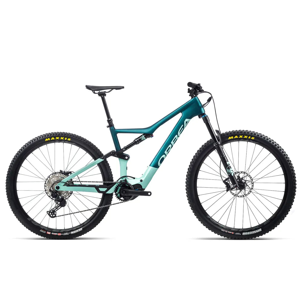 Orbea Rise M20 Electric Mountain Bike in Ocean and Ice Green