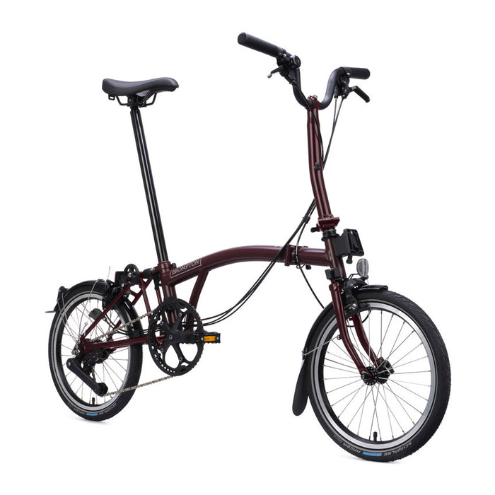2026 Brompton C Line 12-speed Mid Folding Bike in Red Plum