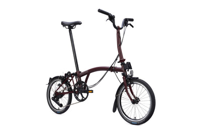 2026 Brompton C Line 12-speed Mid Folding Bike in Red Plum