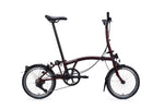 2026 Brompton C Line 12-speed Mid Folding Bike in Red Plum