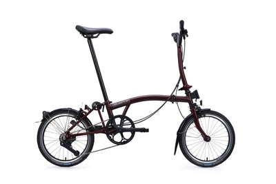 2026 Brompton C Line 12-speed Mid Folding Bike in Red Plum