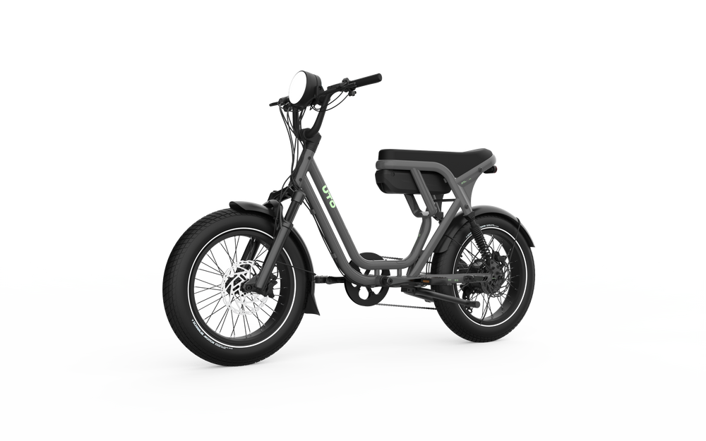 UTO OG200 electric bike in Graphite Grey, three-quarter left