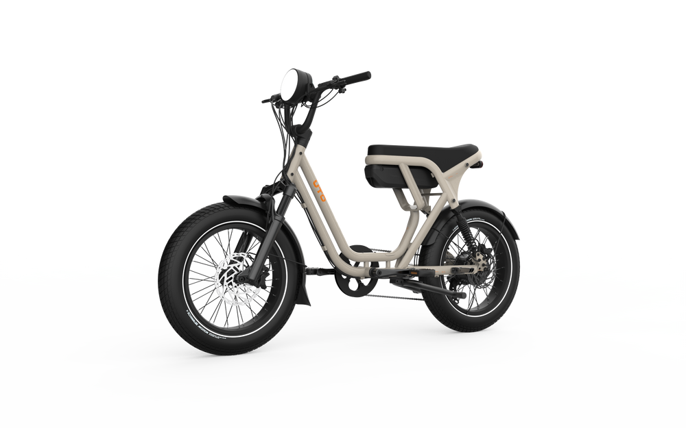 UTO OG200 electric bike in Dune Sand, three-quarter left
