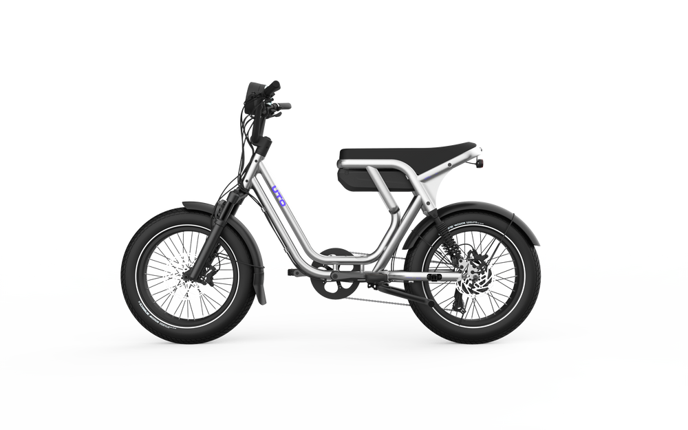 UTO OG200 electric bike in Metallic Silver, left side