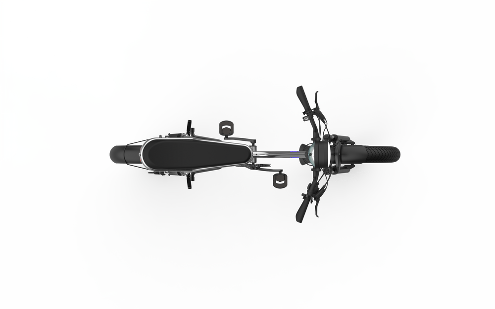 UTO OG200 electric bike in Metallic Silver, top view