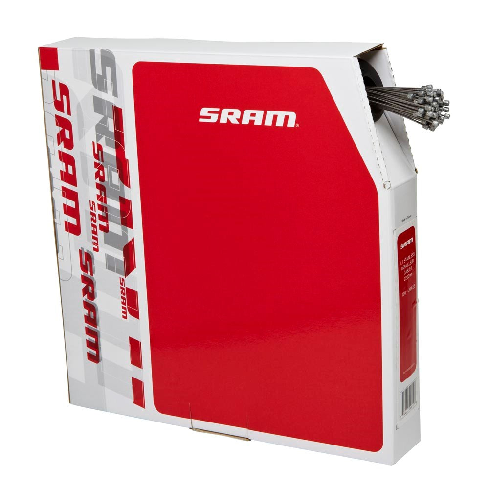 SRAM Shift Road and MTB Cable Kit 4mm (1x 1500mm, 1x 2300mm 1.1mm polished stainless steel cables, 4mm reinforced linear strand housing, ferrules, en