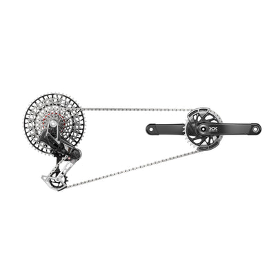 SRAM XX T-Type Eagle Transmission AXS Groupset (RD W/Battery/Charger/Cord, EC Pod Ult, FC XX Q174 55mm Chainline Dub MTB Wide W/DM 32T CR W/2 Guards,