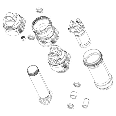 SRAM Rockshox Spare - Rear Shock Air Can Assembly - Progressive 57.5-65mm (Includes Decals) - Trek Super Deluxe Thrushaft C1 (2021+)