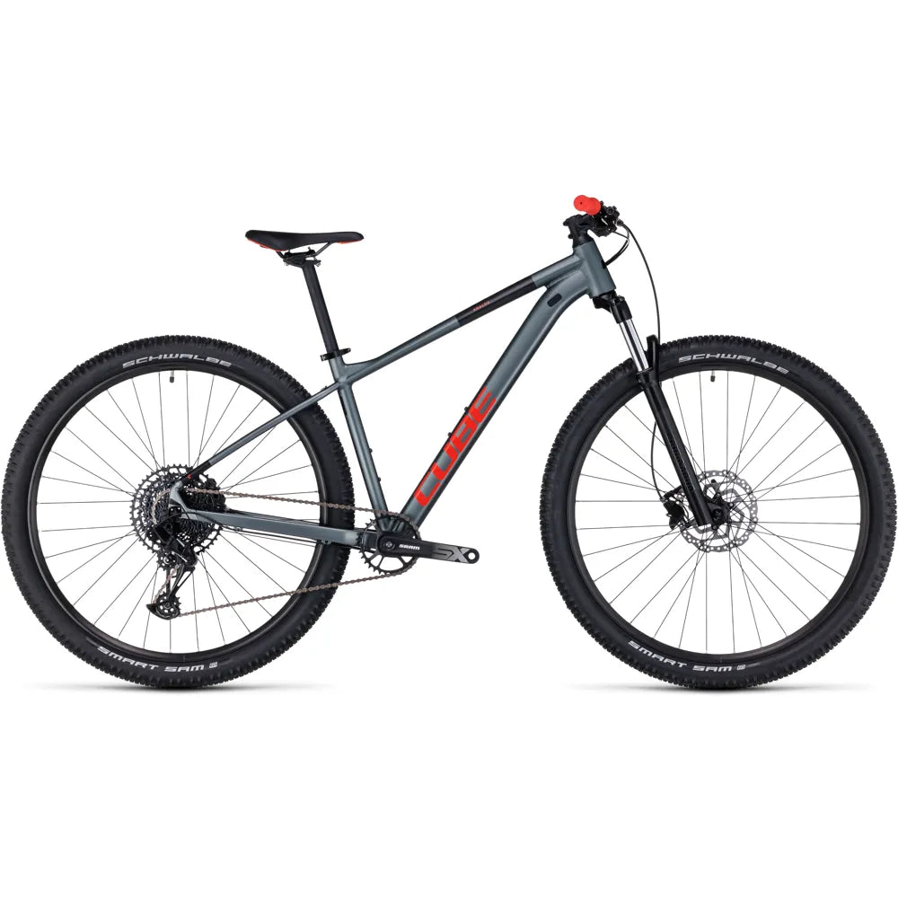 2023 Cube Analog Hardtail Mountain Bike in Flash Grey and Red