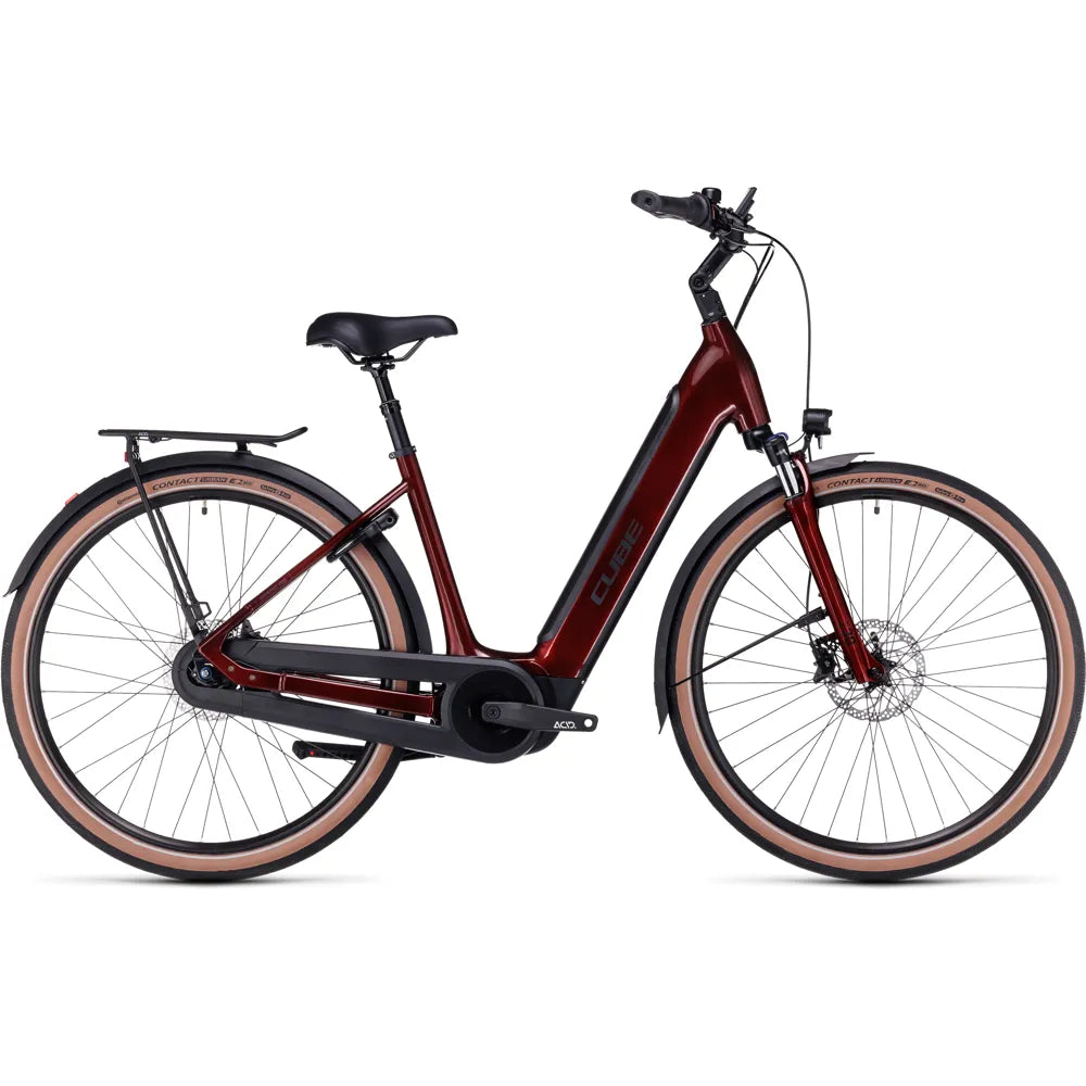 2023 Cube Supreme Hybrid Pro 625 Easy Entry Electric Bike in Red