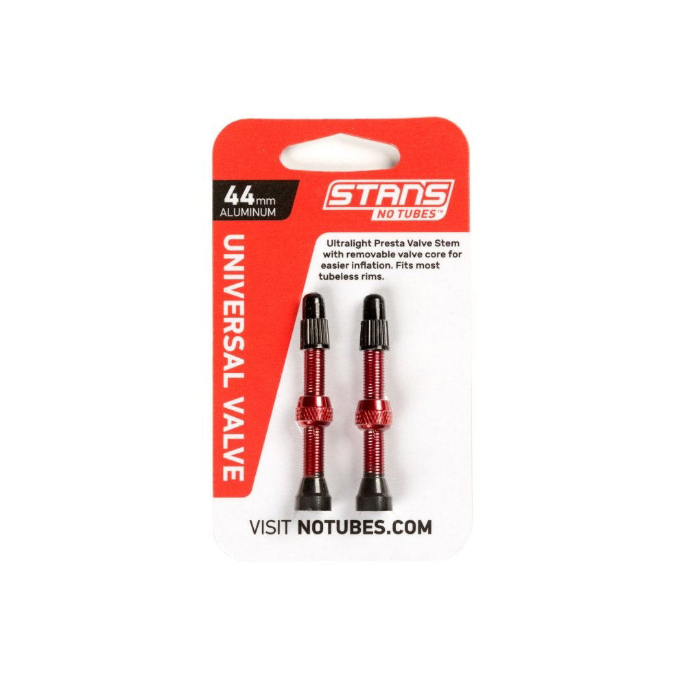 Stans NoTubes VALVE STEM PAIR UNI AL PRESTA 44mm Red