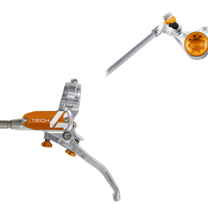 Hope Tech 4 V4 - No Rotor - Silver/Orange Braided