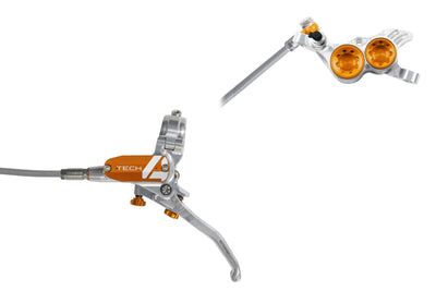 Hope Tech 4 V4 - No Rotor - Silver/Orange Braided