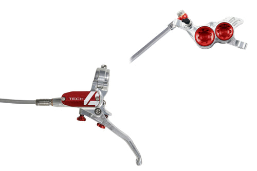Hope Tech 4 V4 - No Rotor - Silver/Red Braided