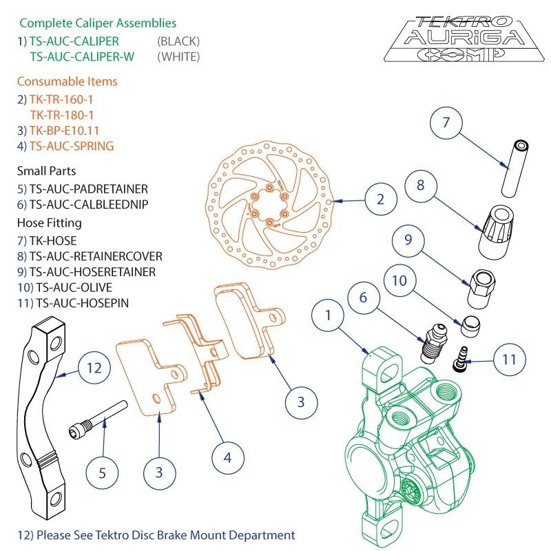 Tektro Spares Auriga Comp Caliper White
