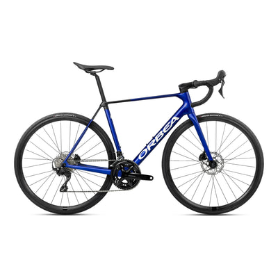 Orbea ORCA M30 Road Bike in Cobalt Blue - Carbon Raw (Matt), side view