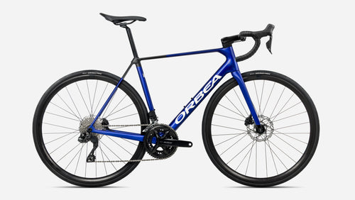 Orbea ORCA M30i Road Bike in Cobalt Blue - Carbon Raw (Matt), side view